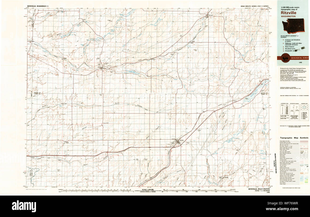 Ritzville map hires stock photography and images Alamy