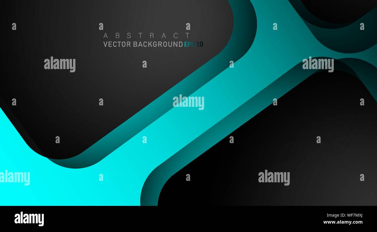 Blue geometric vector background overlap layer on black space for text ...