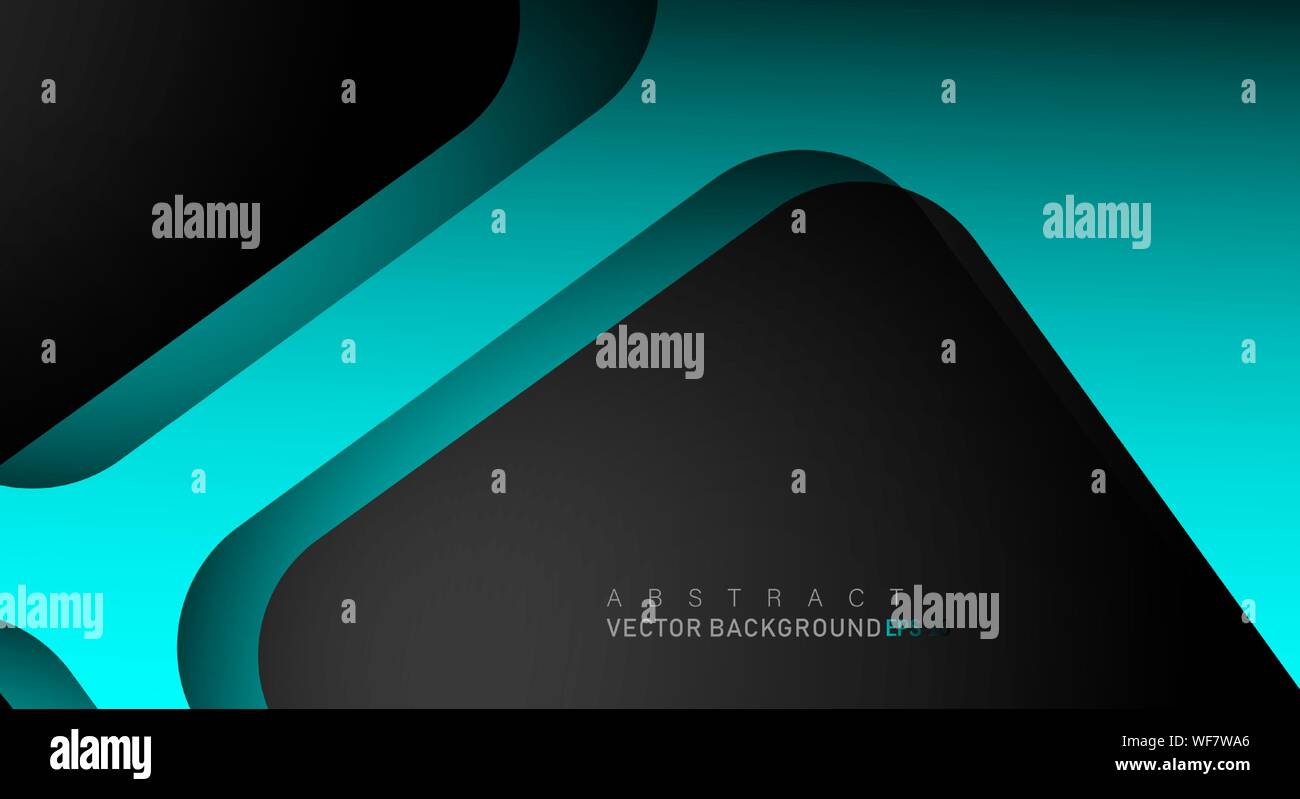 Blue geometric vector background overlap layer on black space for text ...