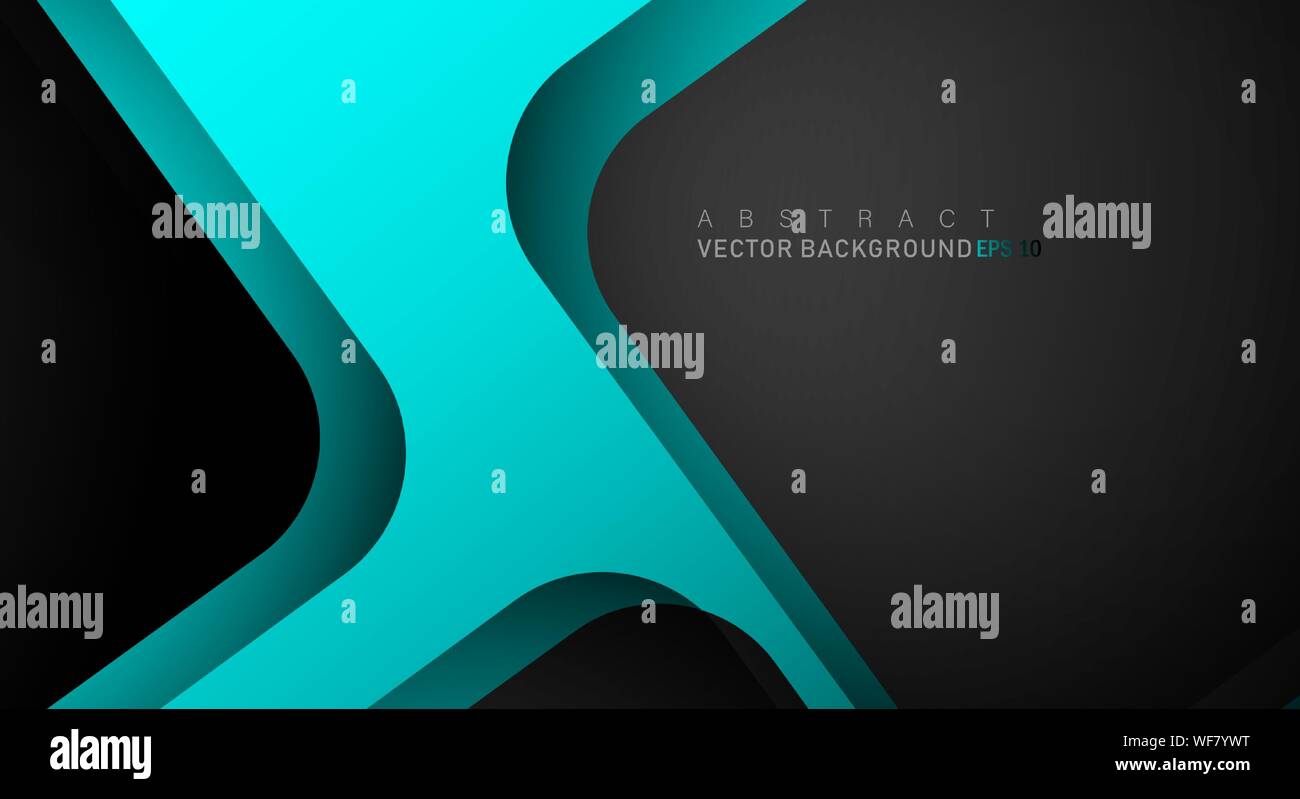 Blue geometric vector background overlap layer on black space for text and background design Stock Vector