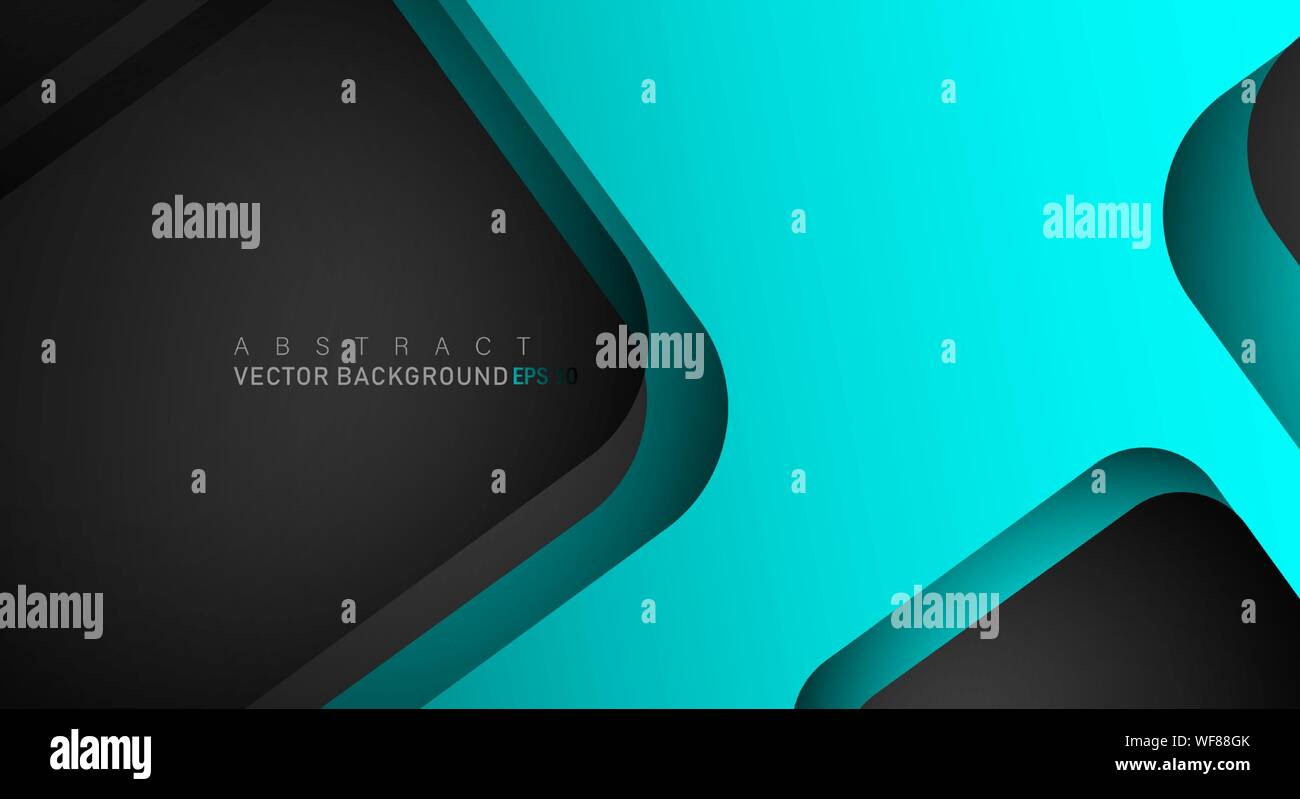 Blue geometric vector background overlap layer on black space for text ...