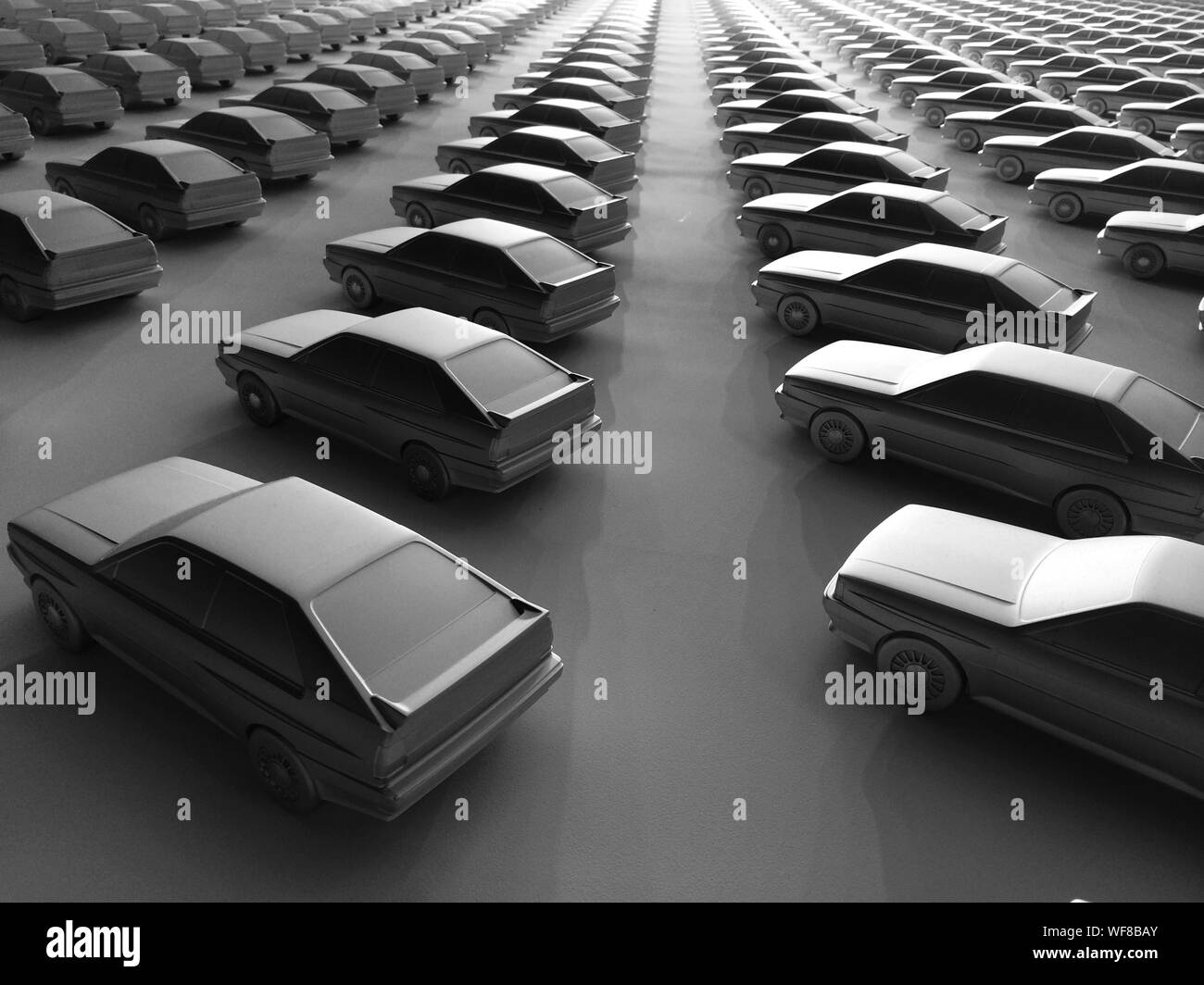 High Angle View Of Cars In Stationary Stock Photo