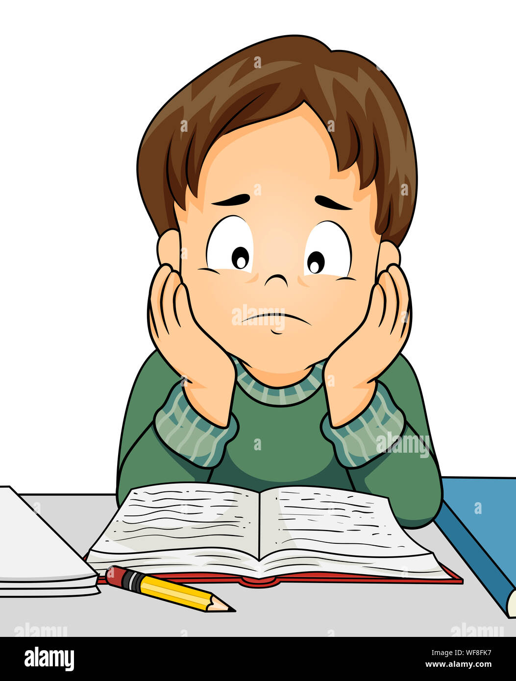 Illustration of a Kid Boy Feeling Stressed and Looking Down at His ...