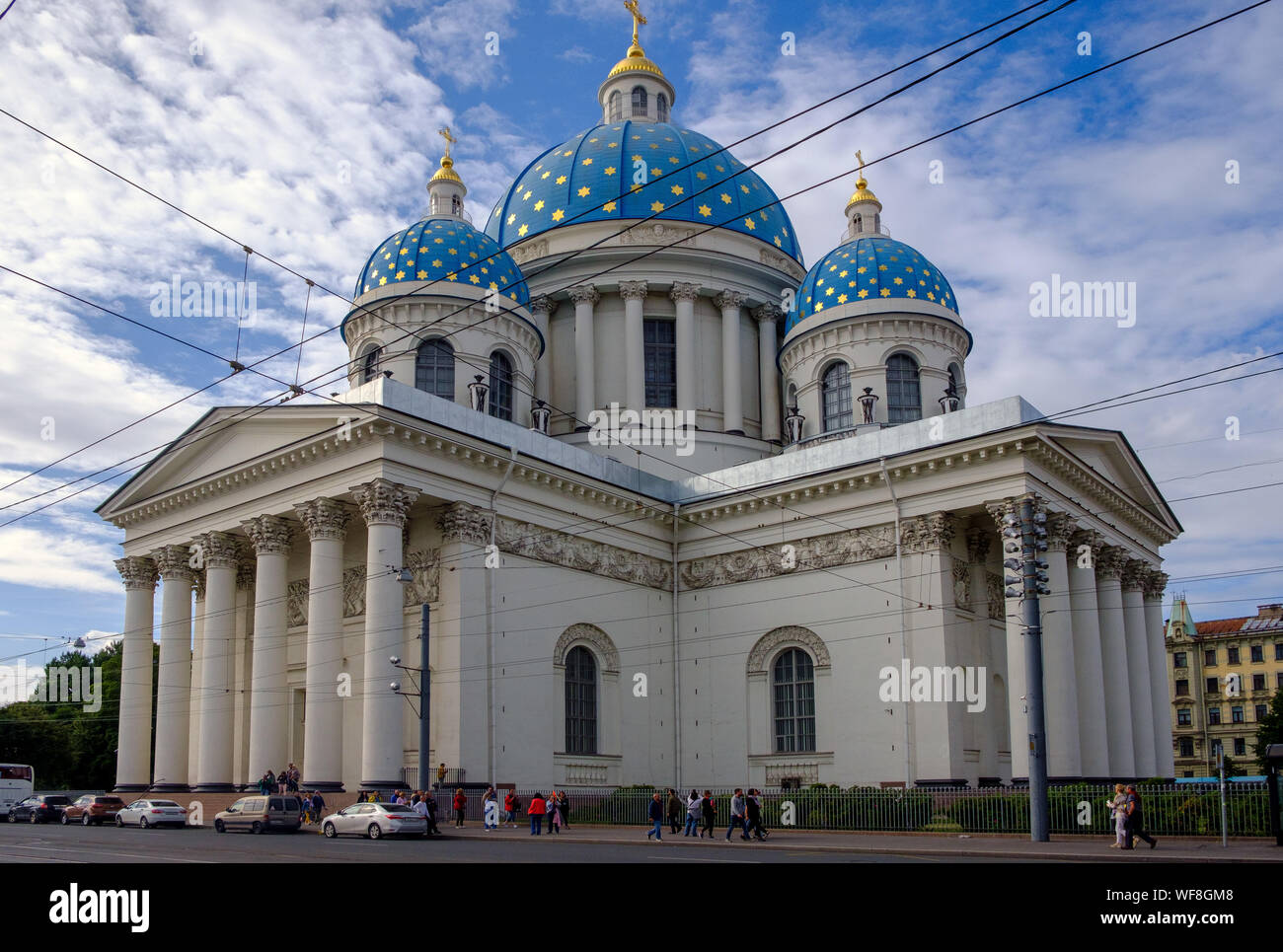 ST. PETERSBURG,  RUSSIA - AUGUST 5, 2019: The Trinity Cathedral, sometimes called the Troitsky Cathedral, is a late example of the Empire style, built Stock Photo