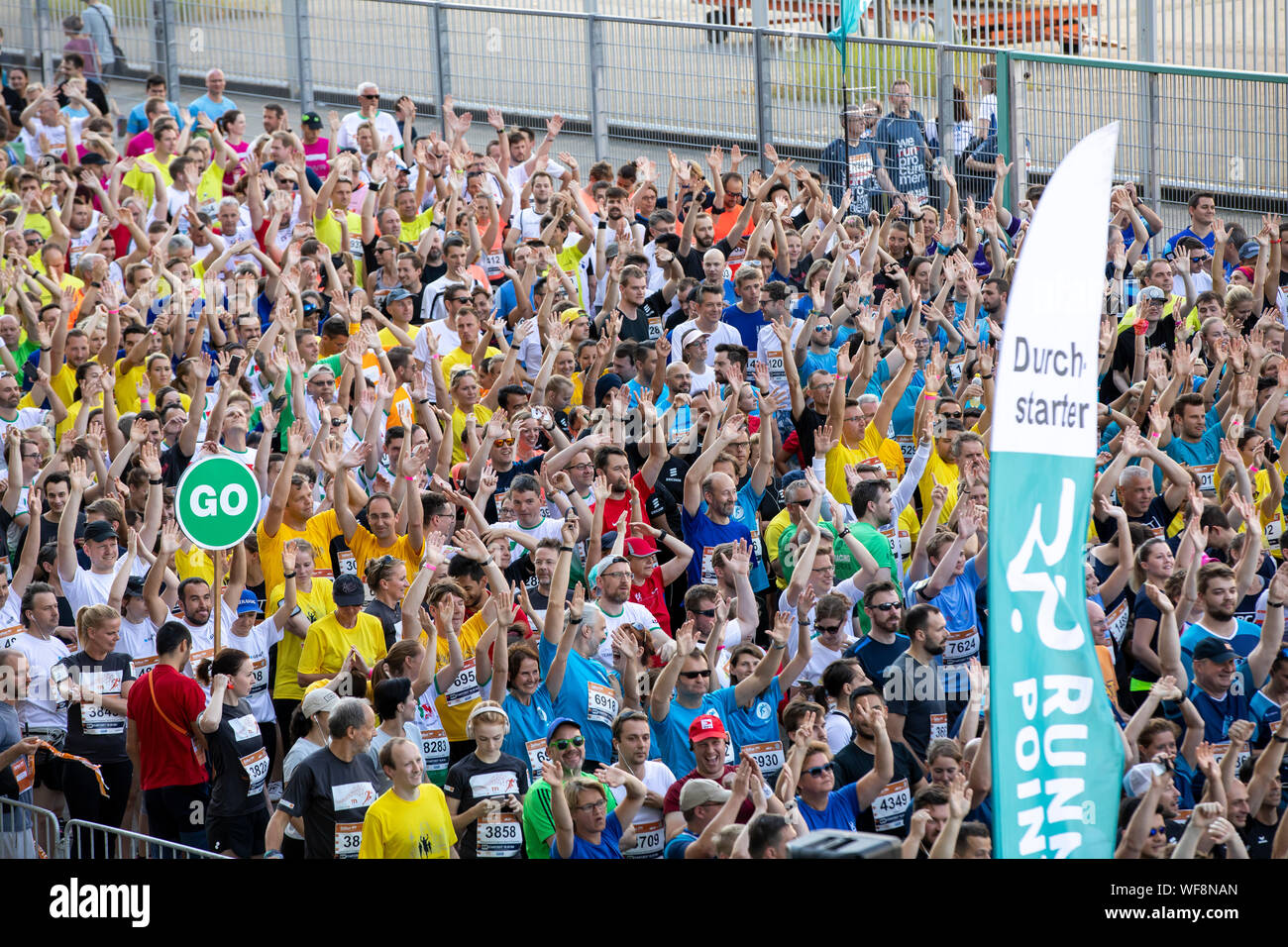 Company run in Düsseldorf, B2B run, with 12500 participants from over 600 companies, start at the Düsseldorf stadium, Stock Photo