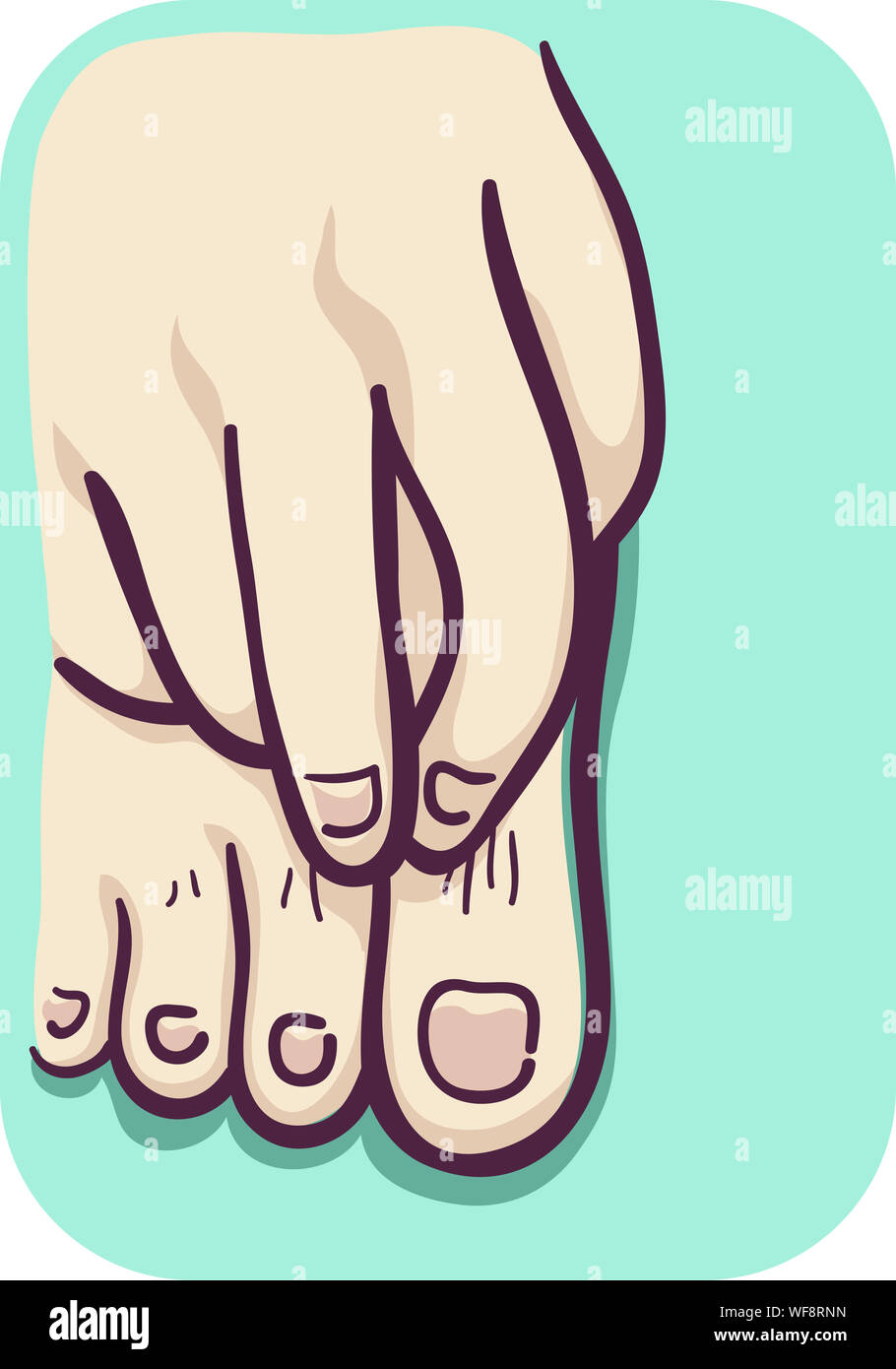 Illustration of a Hand Scratching an Itchy Feet Stock Photo