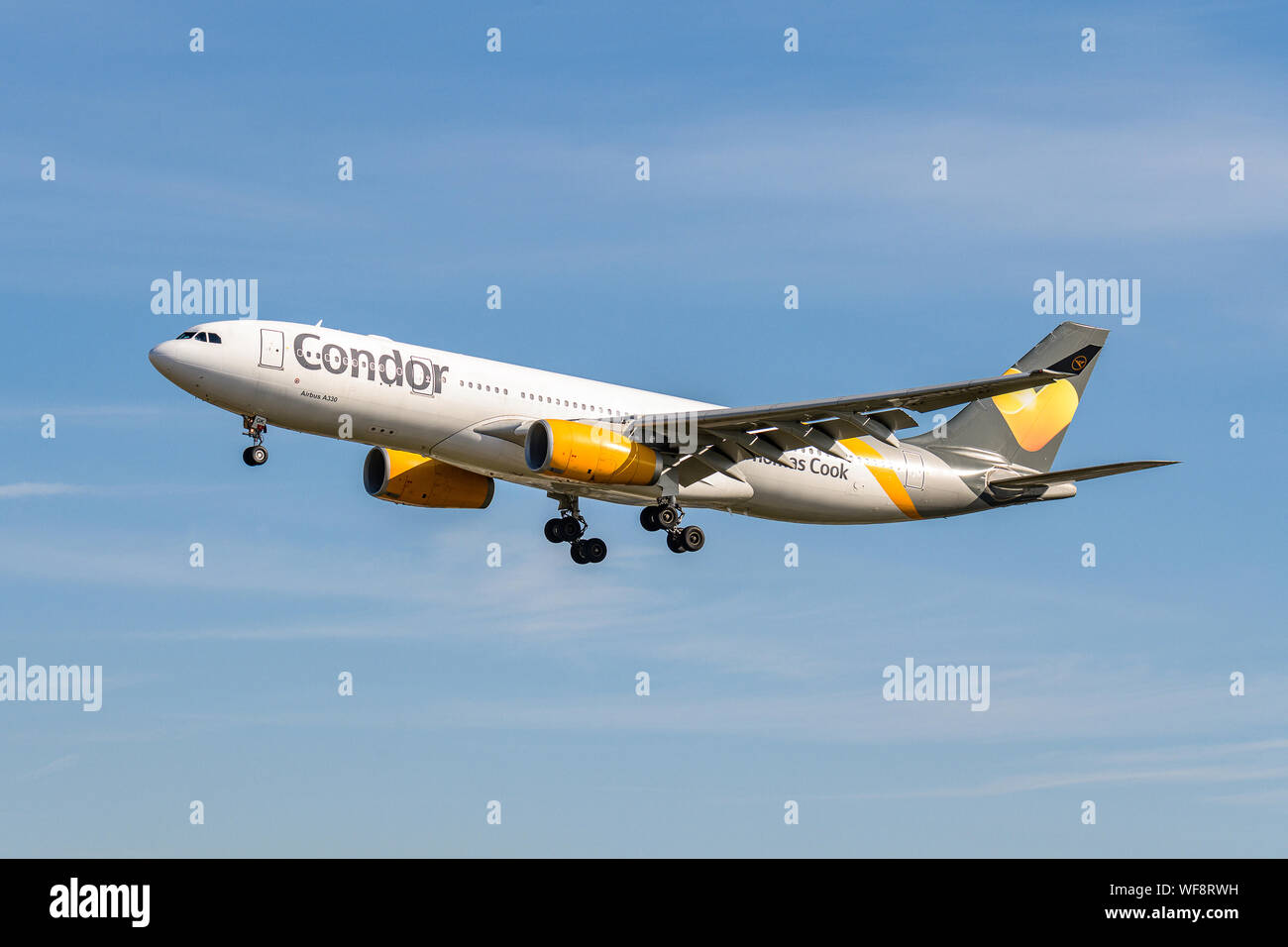 FRANKFURT,GERMANY 11.08.2019 CONDOR AIRLINES Boeing 767300 approaching