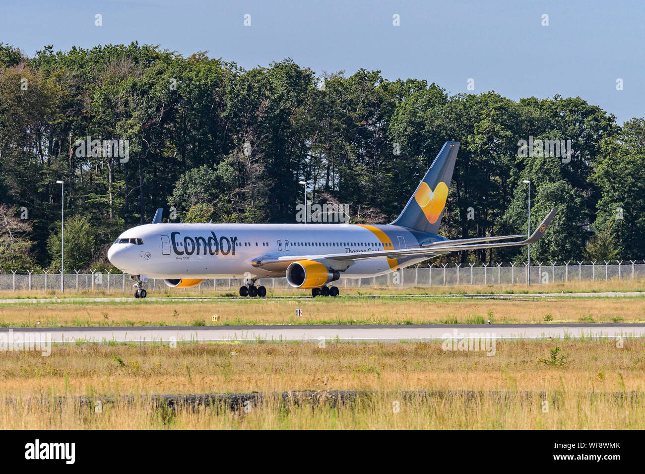 FRANKFURT,GERMANY 11.08.2019 CONDOR AIRLINES Boeing 767300 approaching