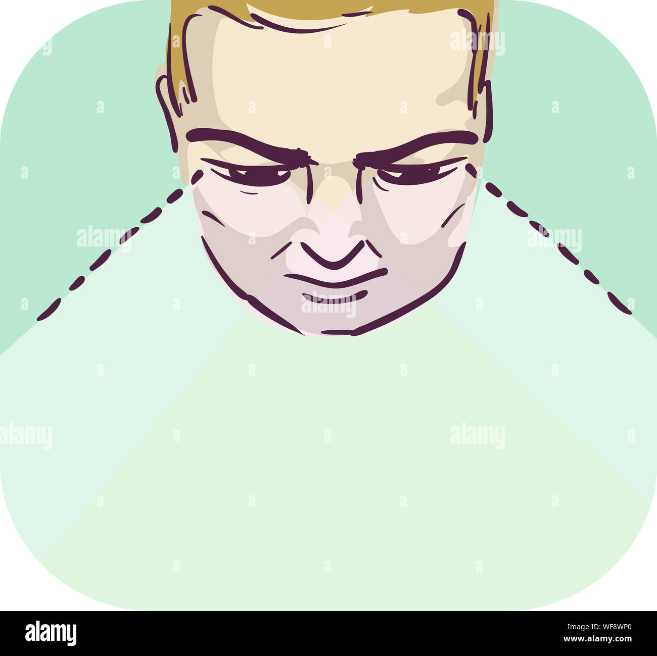 Illustration of a Man Showing Impairment of Vision Stock Photo