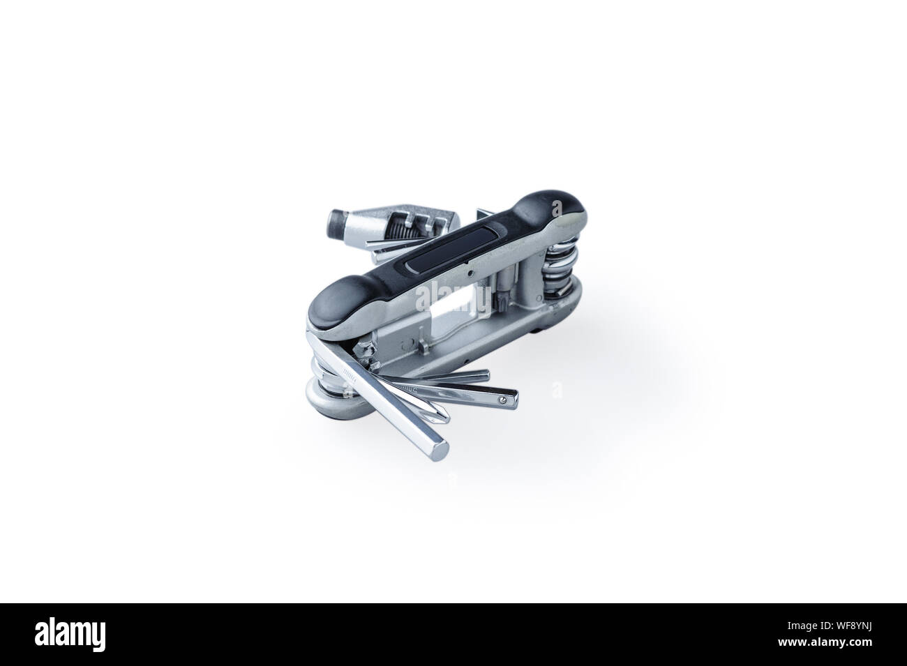Bicycle multi-function tool with integrated chain tool and tyre levers Stock Photo