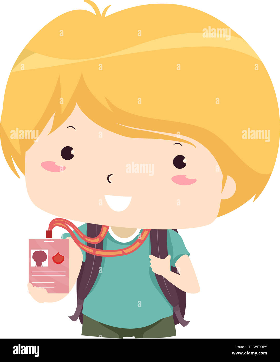 Illustration of a Kid Boy Wearing Back Pack and Flashing His