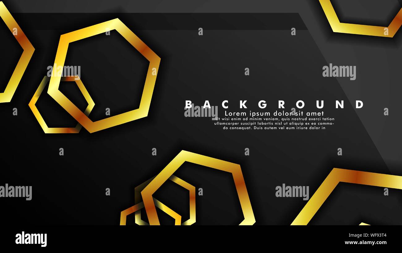 Vector background design that overlaps with hexagon gold color ...
