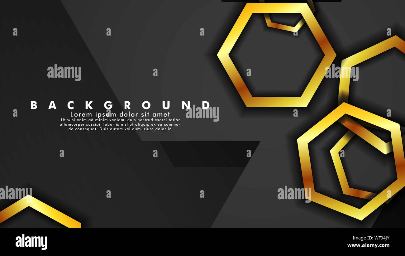 Vector background design that overlaps with hexagon gold color ...