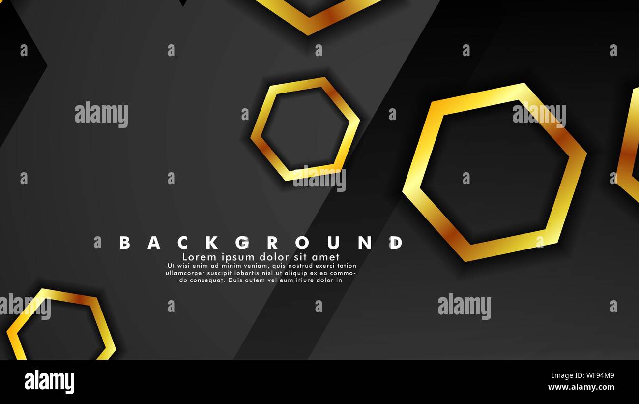 Vector background design that overlaps with hexagon gold color ...