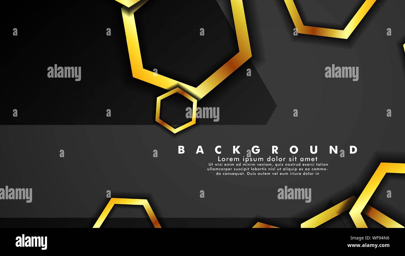 Vector background design that overlaps with hexagon gold color ...