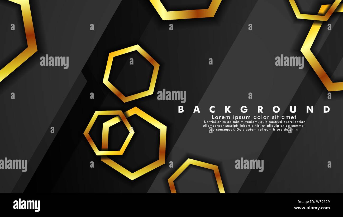Vector background design that overlaps with hexagon gold color ...
