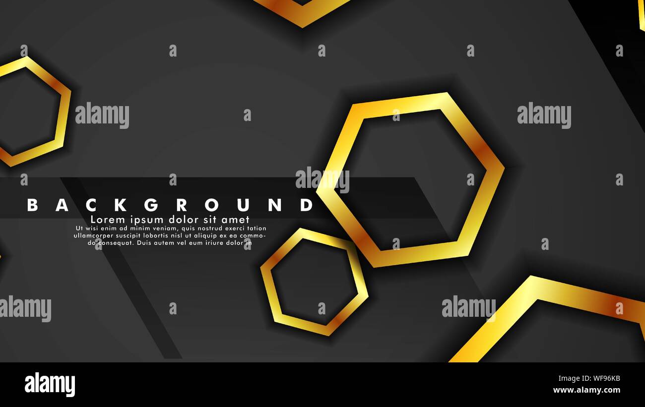Vector background design that overlaps with hexagon gold color ...