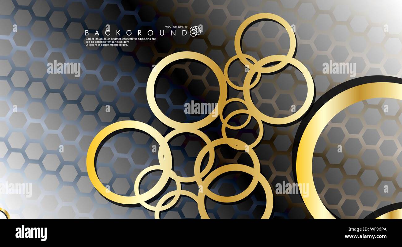 Abstract vector background with luxurious shiny gold circles pattern. Vector illustration for any background Stock Vector