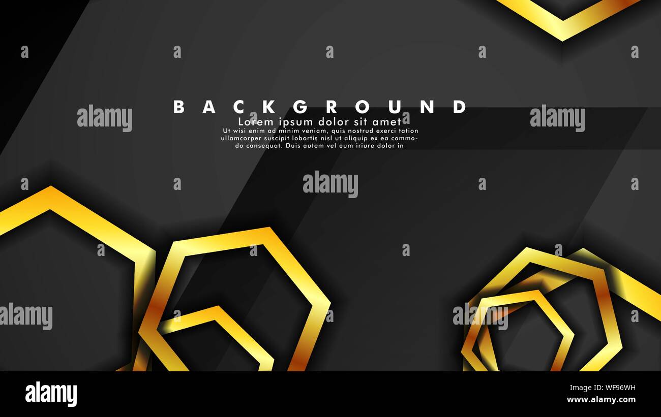 Vector background design that overlaps with hexagon gold color ...