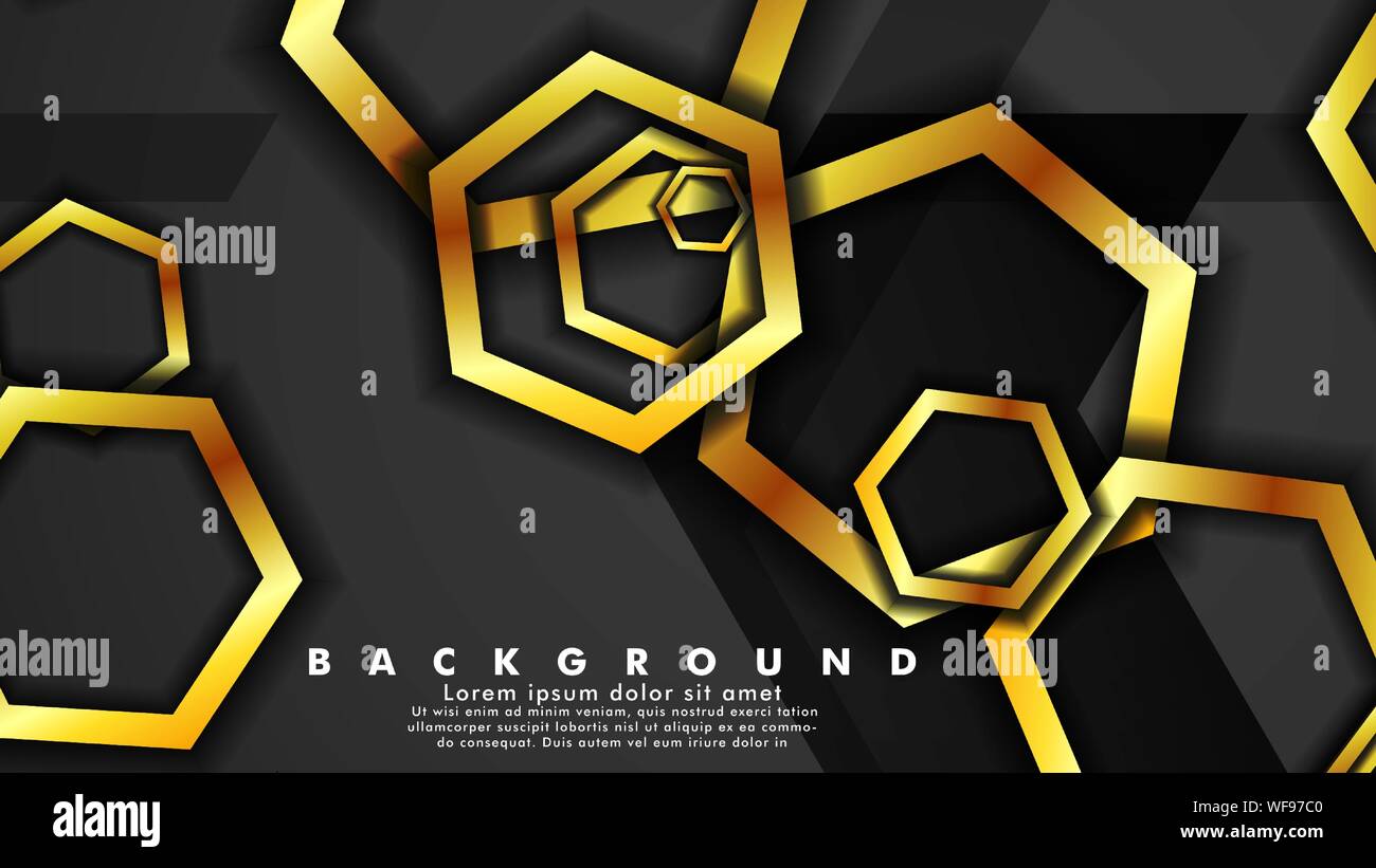 Vector background design that overlaps with hexagon gold color ...