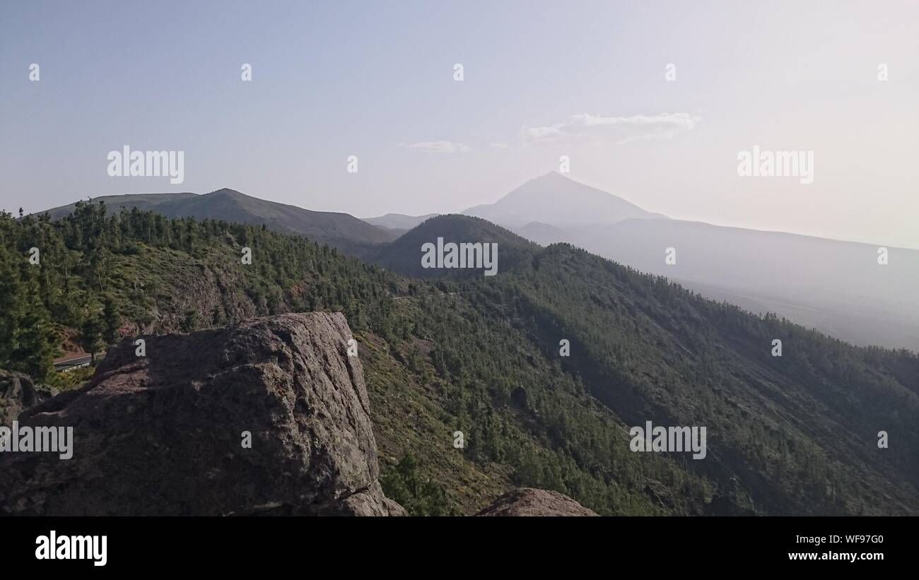 Scenic View Of Forest Mountain Stock Photo