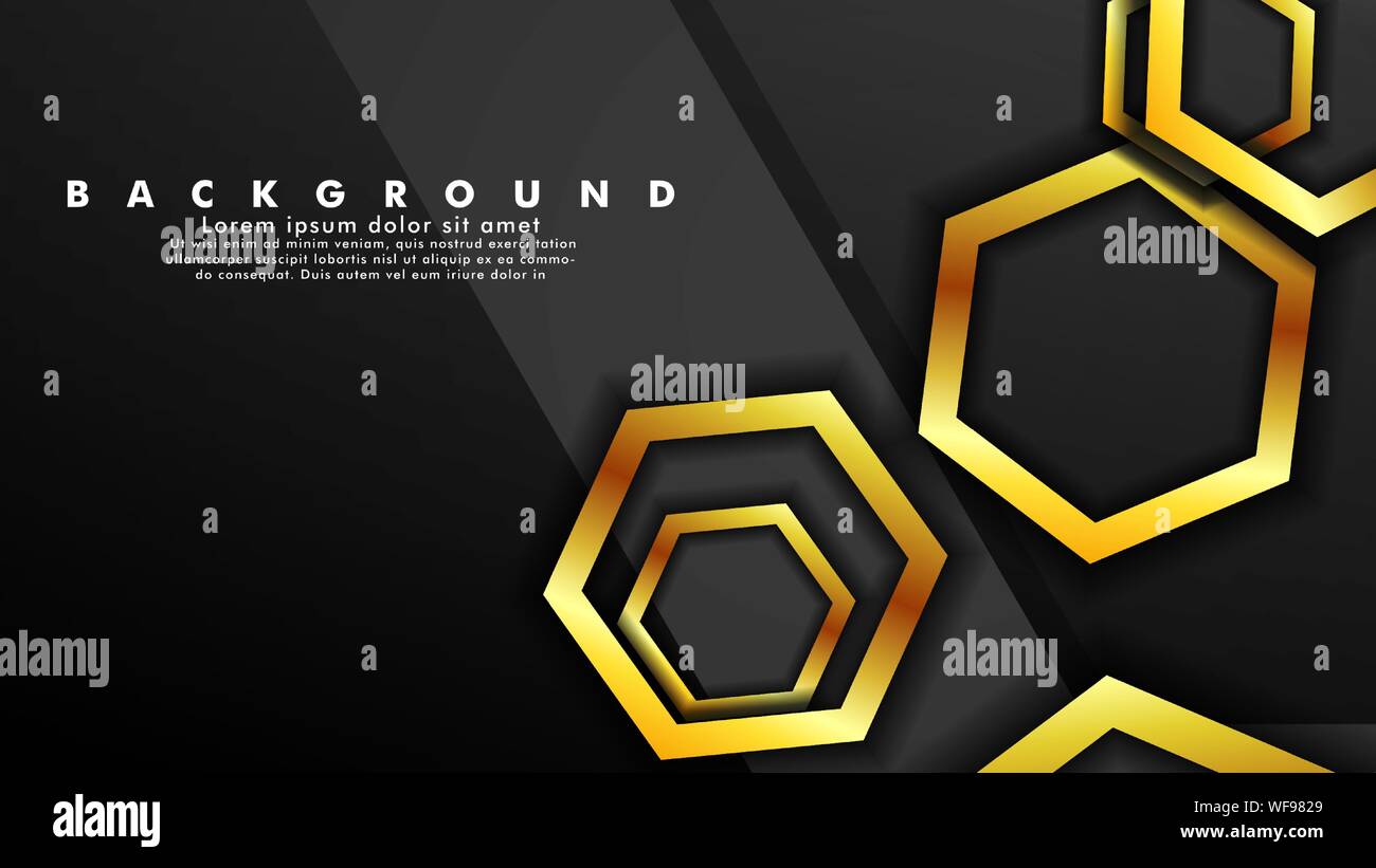 Vector background design that overlaps with hexagon gold color ...