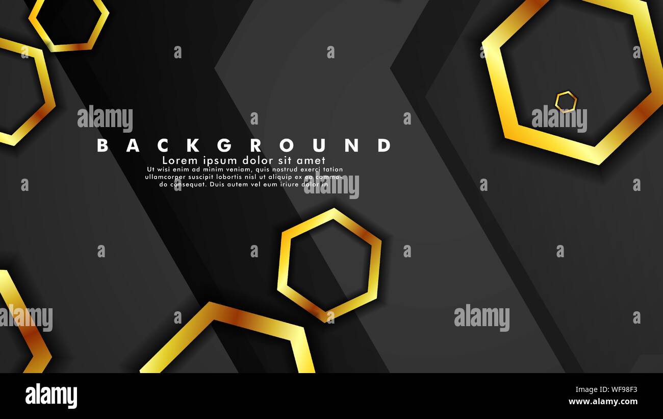 Vector background design that overlaps with hexagon gold color ...