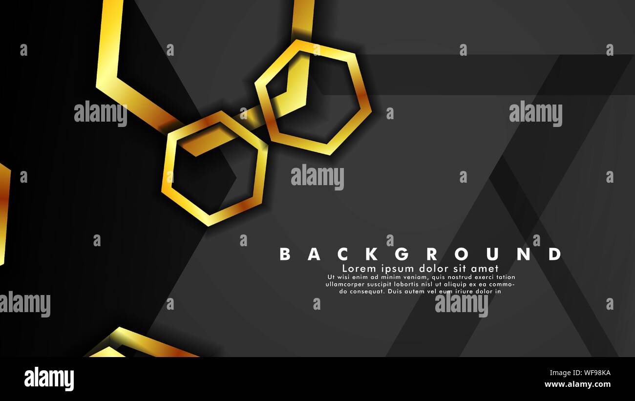 Vector background design that overlaps with hexagon gold color ...