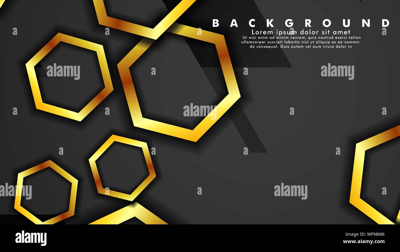 Vector background design that overlaps with hexagon gold color ...