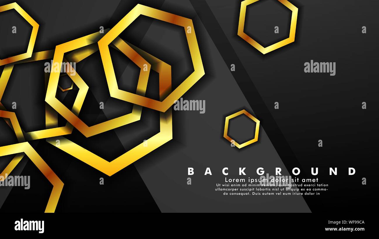 Vector background design that overlaps with hexagon gold color ...