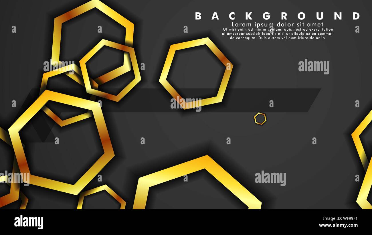 Vector background design that overlaps with hexagon gold color ...