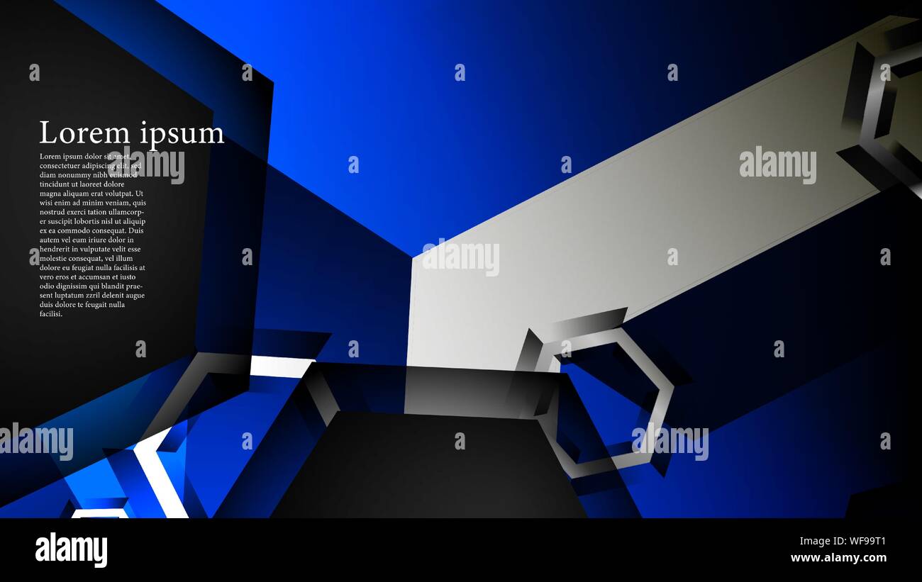 Vector hexagon overlaps and blue color for background, space for text ...