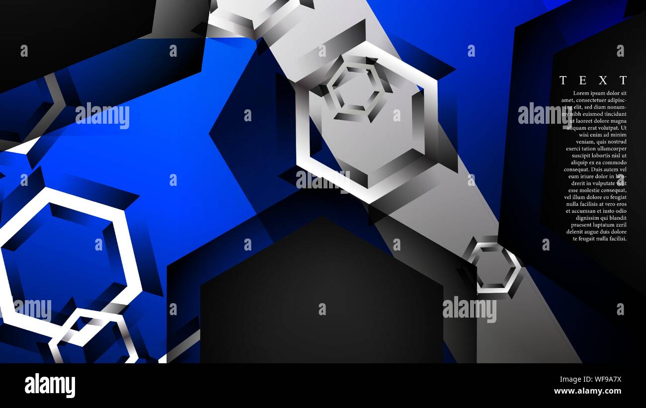 Vector hexagon overlaps and blue color for background, space for text ...