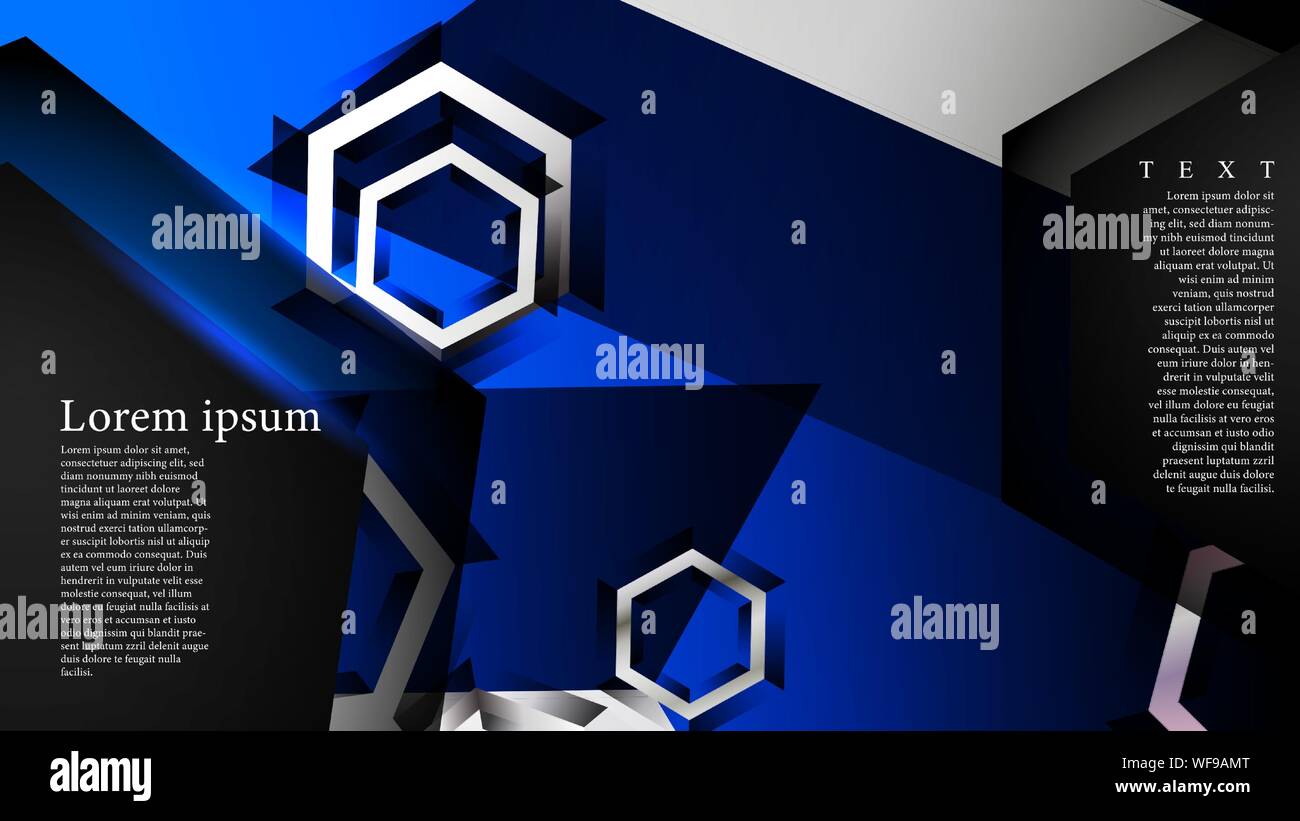 Vector hexagon overlaps and blue color for background, space for text ...