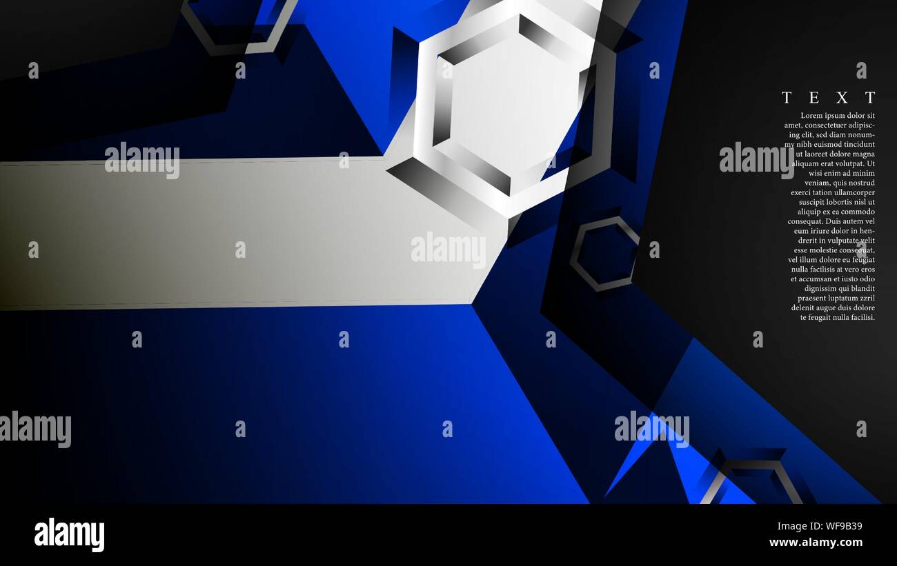 Vector hexagon overlaps and blue color for background, space for text ...