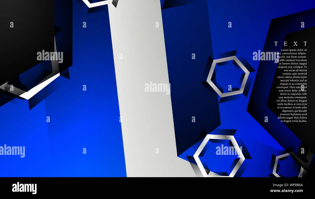 Vector hexagon overlaps and blue color for background, space for text ...