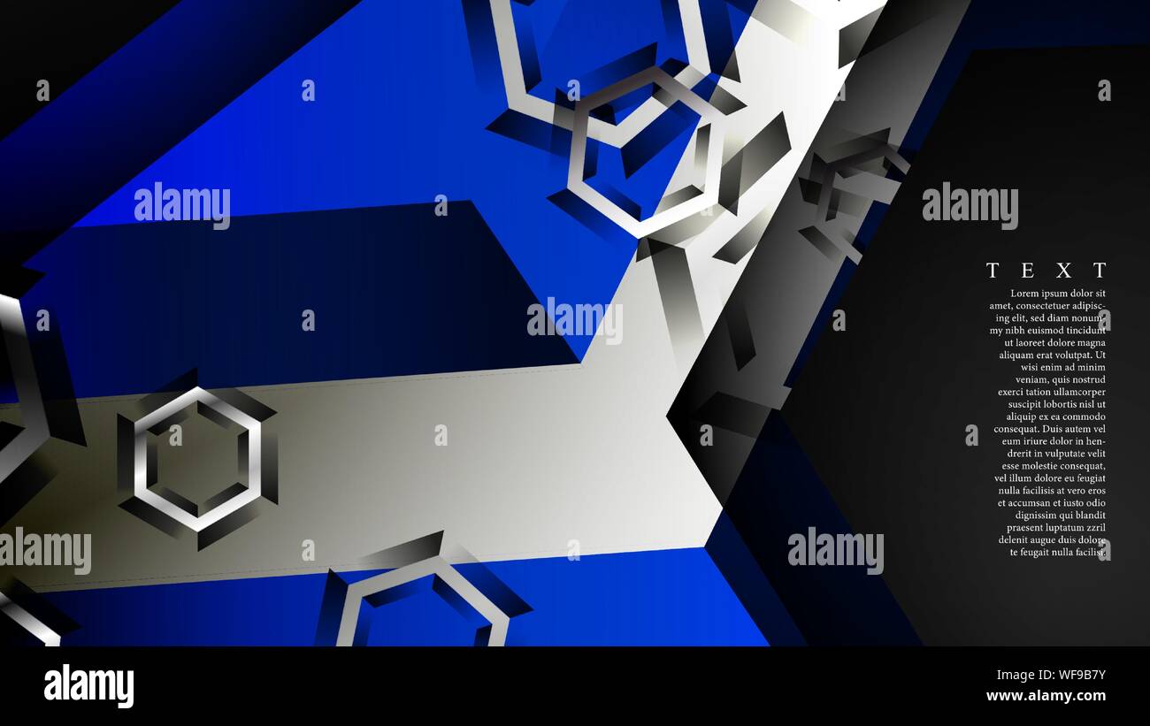 Vector hexagon overlaps and blue color for background, space for text ...