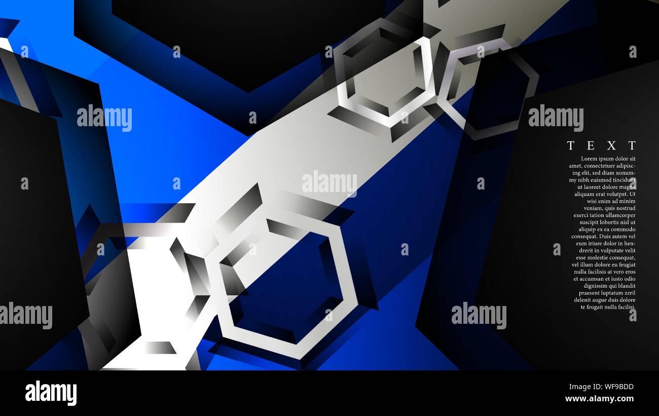 Vector hexagon overlaps and blue color for background, space for text ...