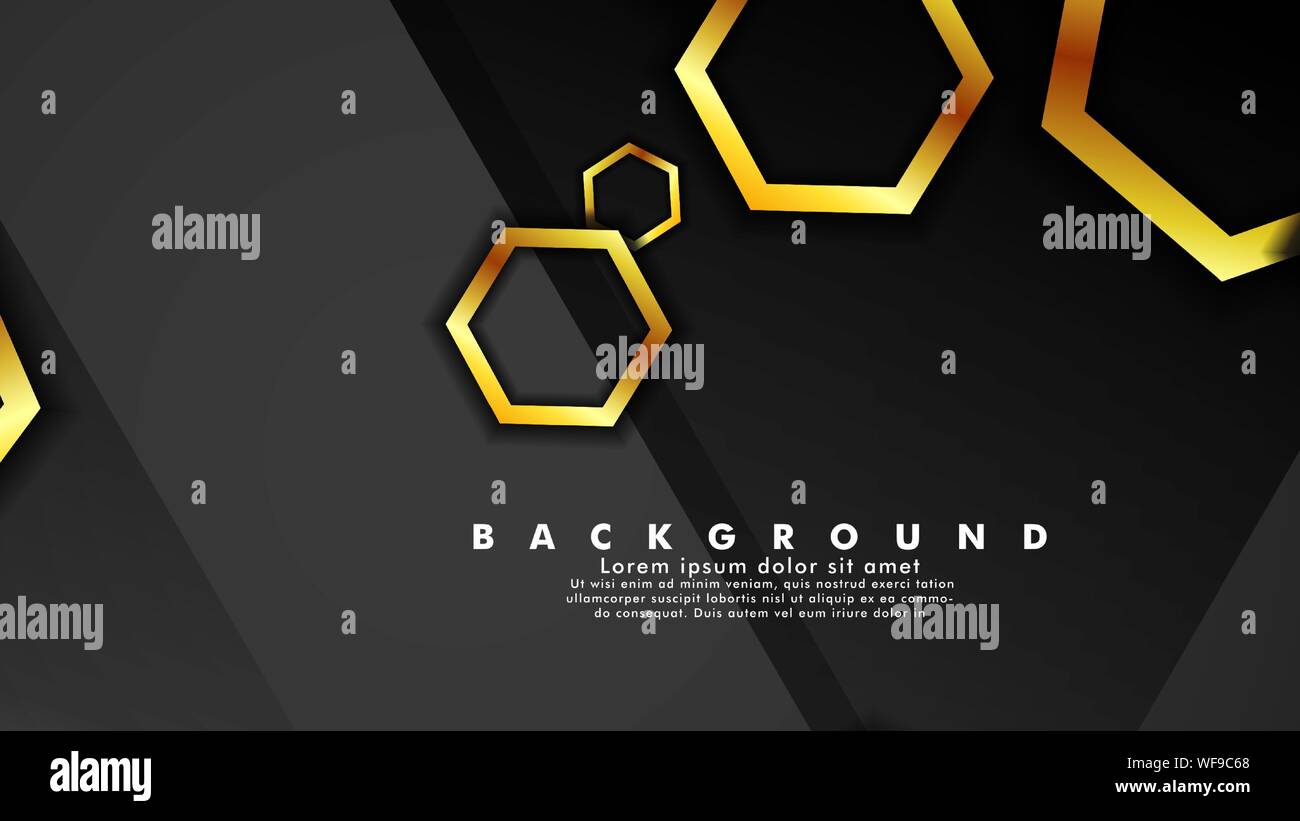 Vector background design that overlaps with hexagon gold color ...