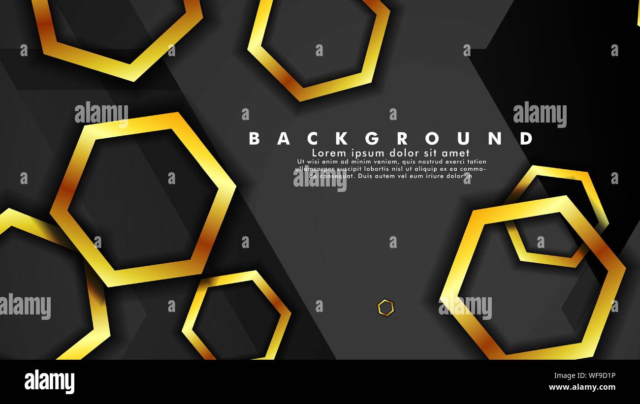 Vector background design that overlaps with hexagon gold color ...