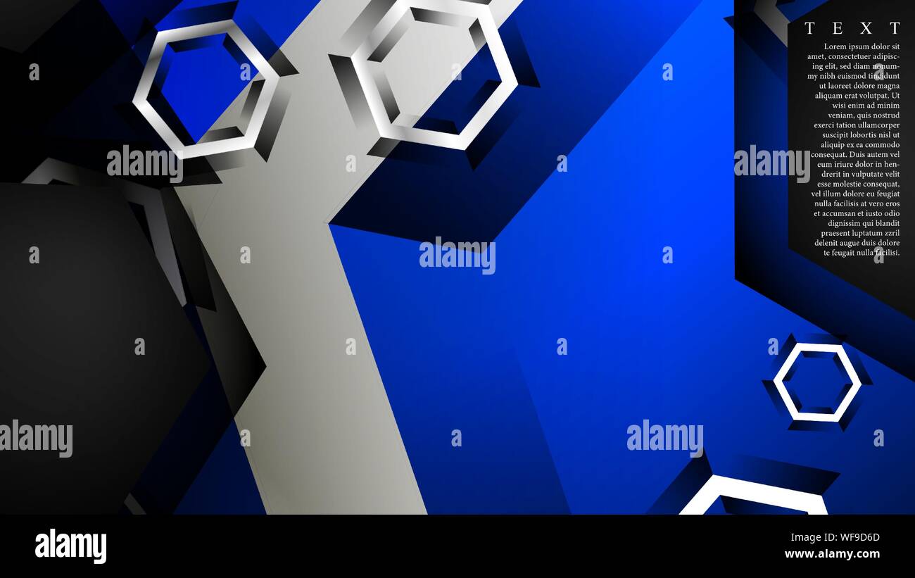 Vector hexagon overlaps and blue color for background, space for text ...