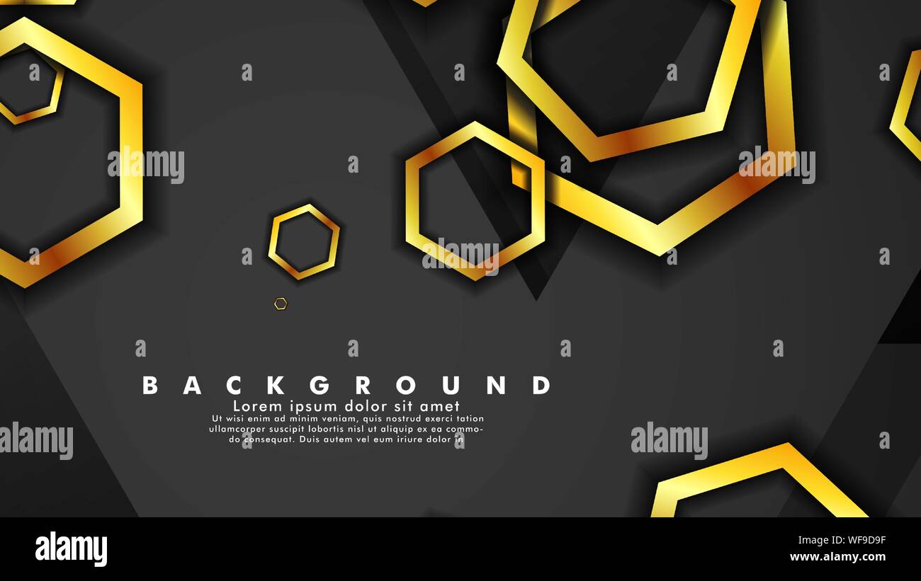 Vector background design that overlaps with hexagon gold color ...