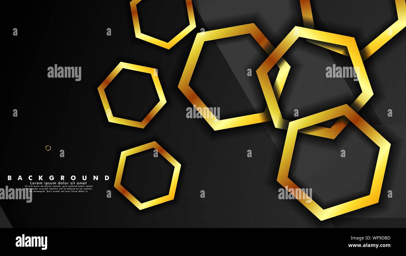 Vector background design that overlaps with hexagon gold color ...