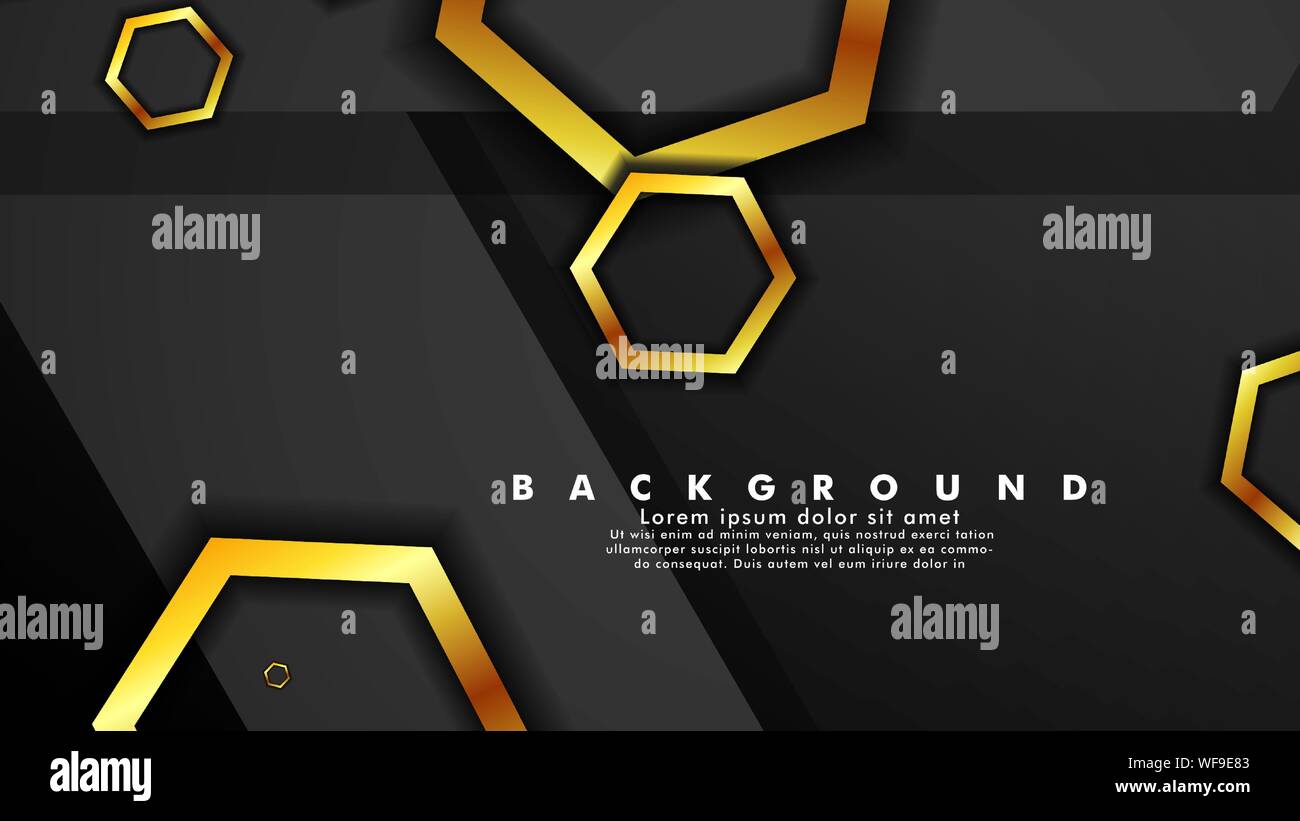 Vector background design that overlaps with hexagon gold color ...