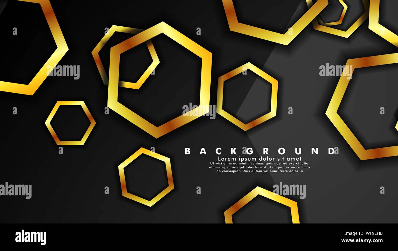 Vector background design that overlaps with hexagon gold color ...