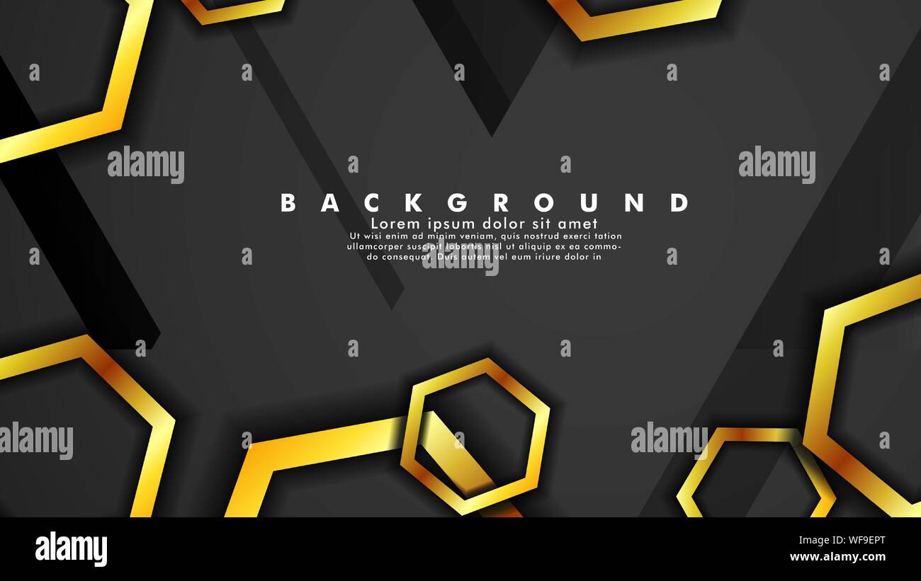 Vector background design that overlaps with hexagon gold color ...