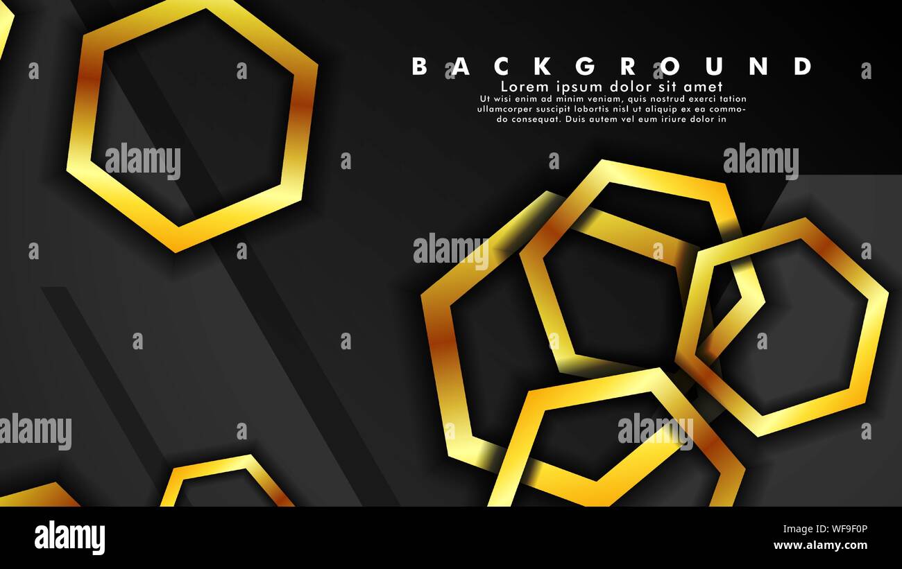Vector background design that overlaps with hexagon gold color ...