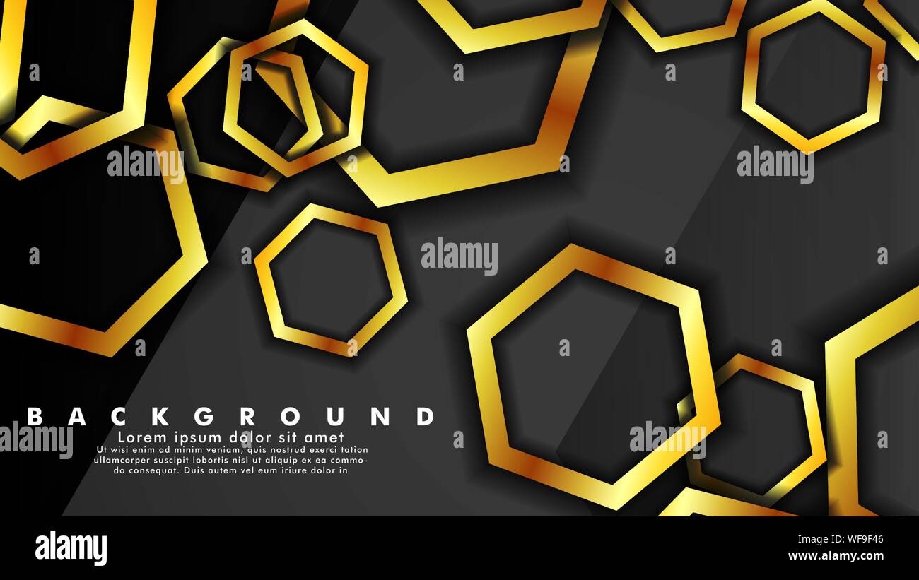 Vector background design that overlaps with hexagon gold color ...