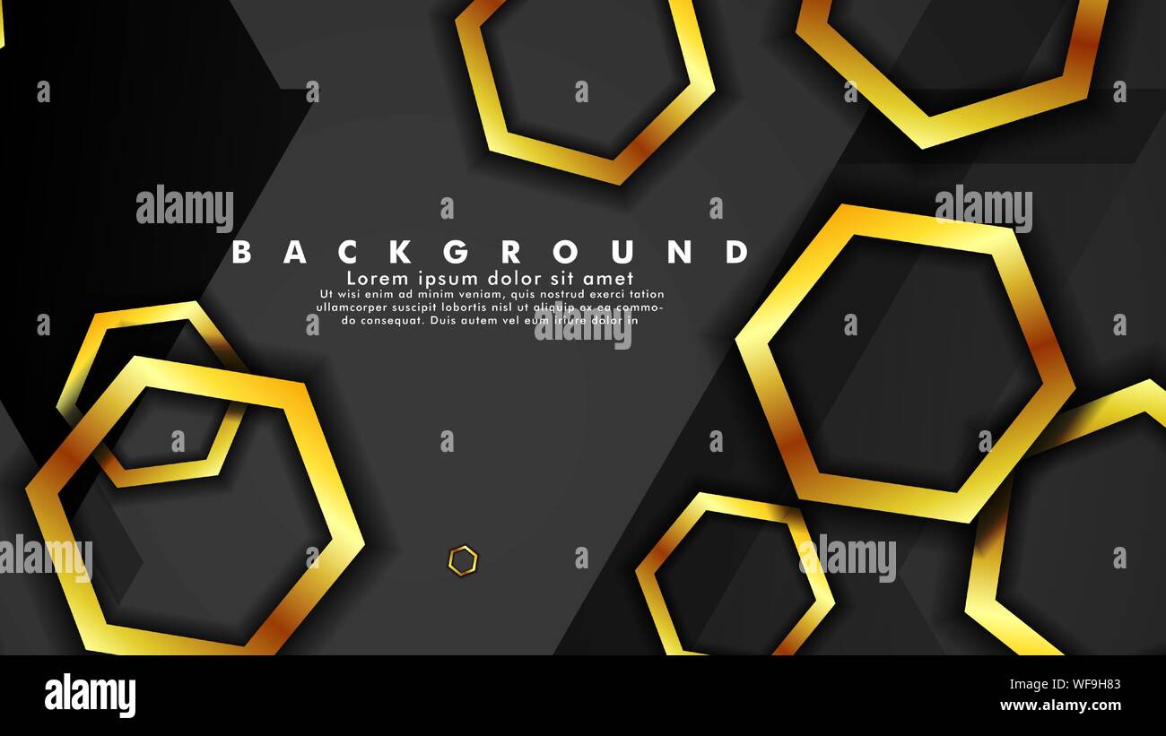 Vector background design that overlaps with hexagon gold color ...