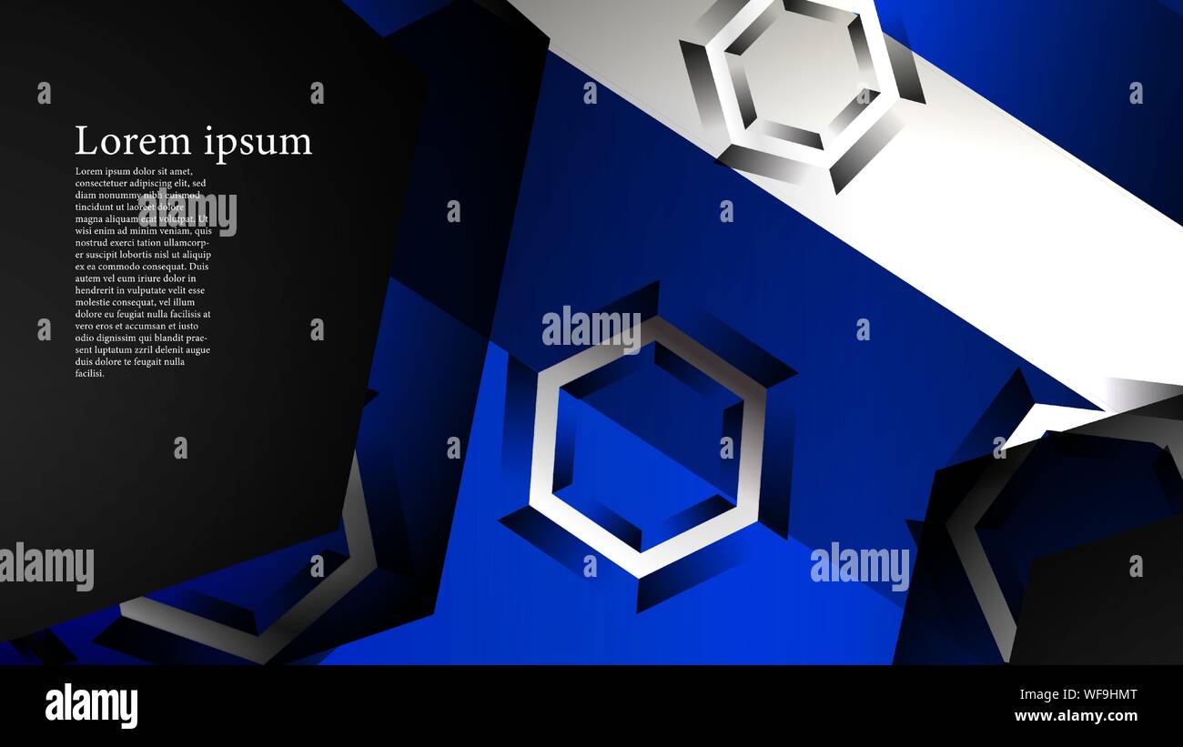 Vector hexagon overlaps and blue color for background, space for text ...